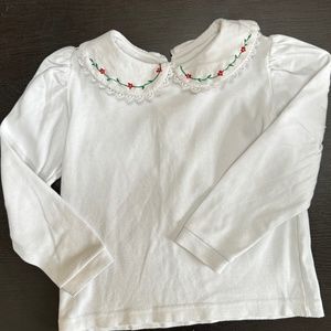 White Soft Cotton Long Sleeve with Embroidered Peter Pan Color